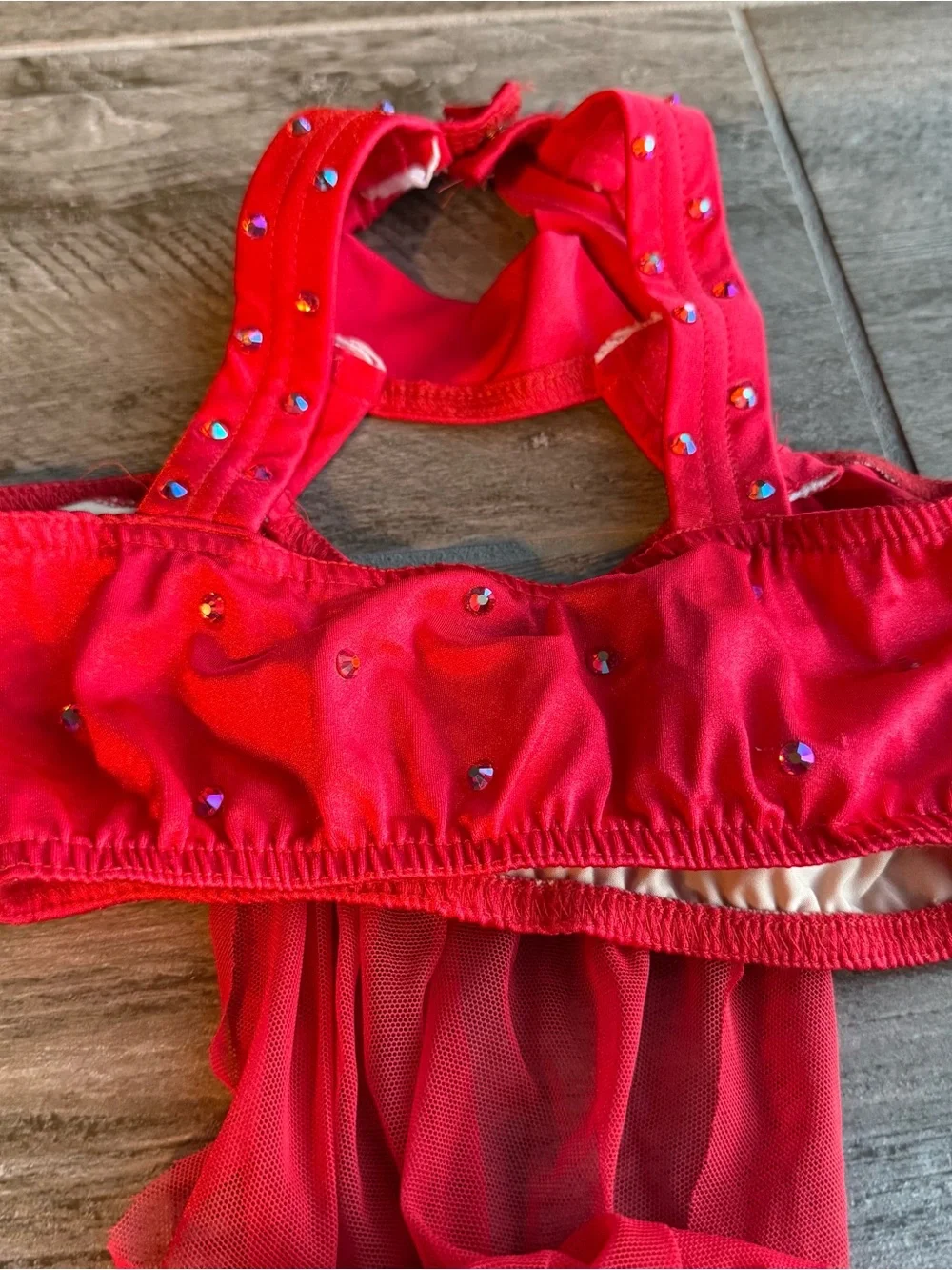 Kelle Red Dance Costume Leotard with Embelishments